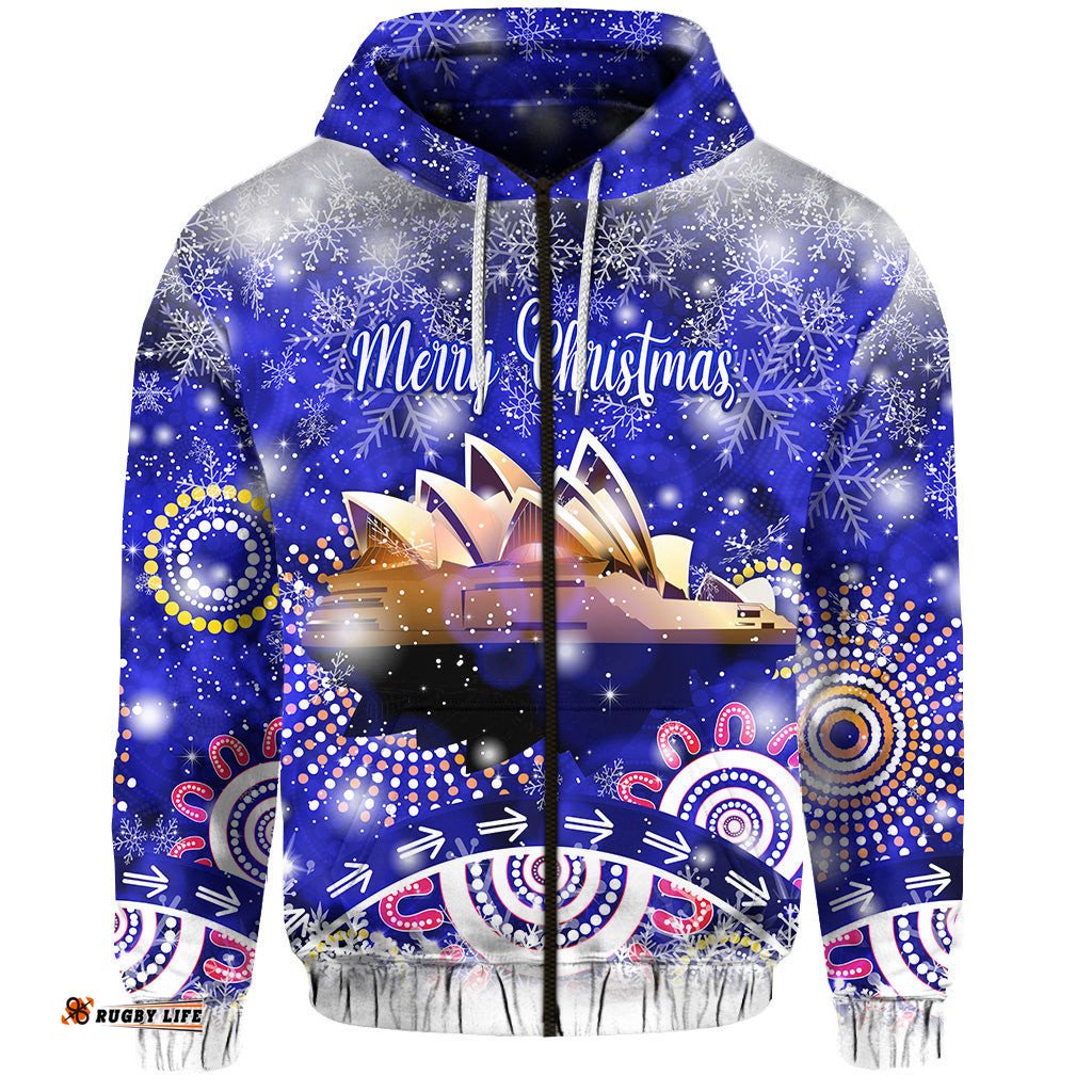 custom personalised australian sydney opera house christmas zip hoodie original style blue