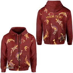 custom personalised aboriginal art zip hoodie animals australia version maroon