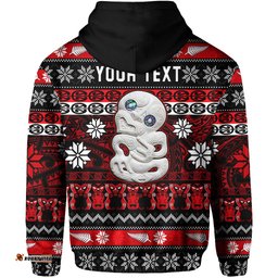 custom personalised new zealand hei tiki christmas zip hoodie maori meri kirihimete