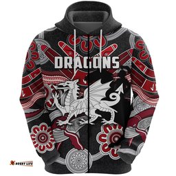 Dragons Zip Hoodie St. George Indigenous Black