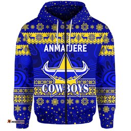 anmatjere cowboys football club zip hoodie christmas simple style
