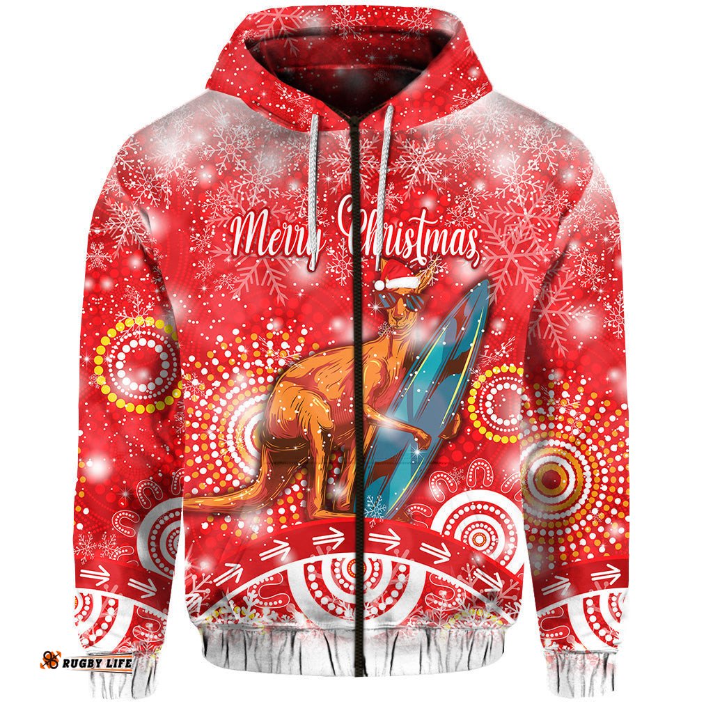 custom personalised australia kangaroo christmas zip hoodie original style red