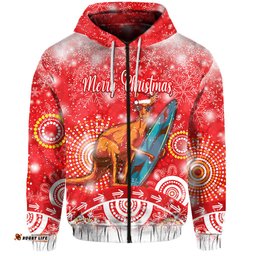 custom personalised australia kangaroo christmas zip hoodie original style red