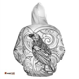 New Zealand Tui Bird Zip Up Hoodie Drawing