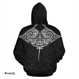Maori Manta Ray Tattoo Style Hoodie
