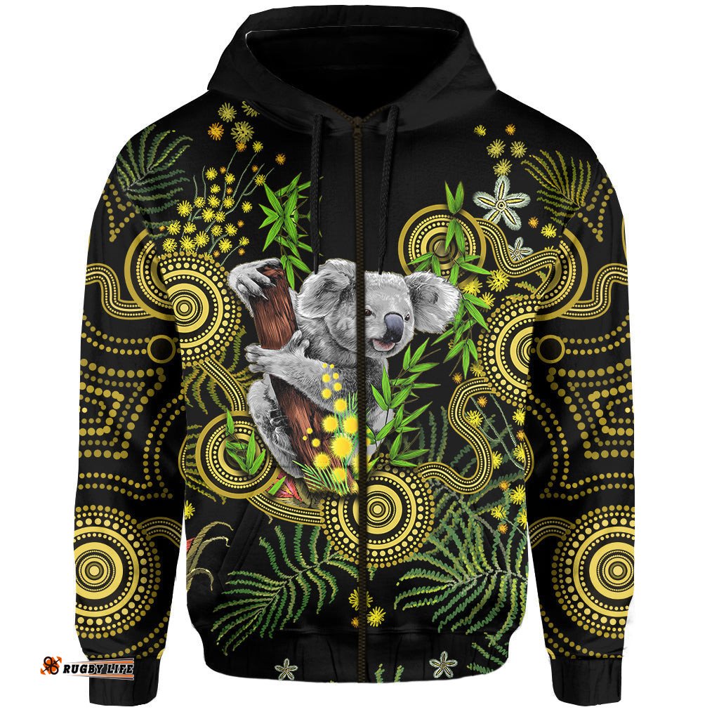 golden wattle zip hoodie australia acacia pycnantha mix aboriginal