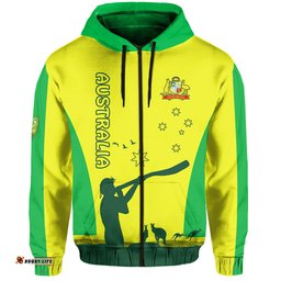 custom text and number cricket australia zip hoodie aboriginal my life