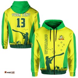 custom text and number cricket australia zip hoodie aboriginal my life