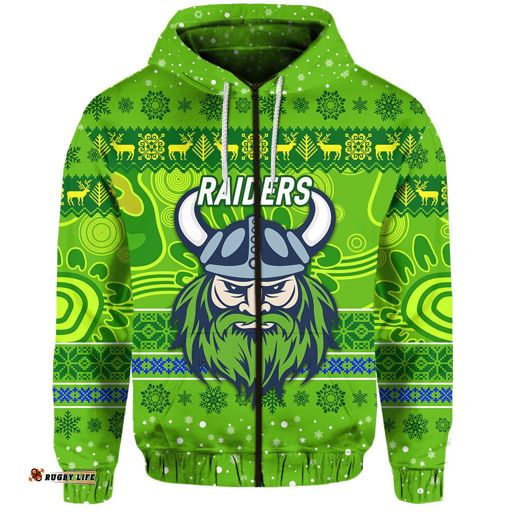 custom personalised canberra raiders zip hoodie christmas simple style green