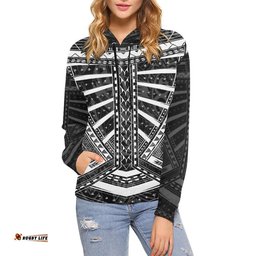 Polynesian Tattoo All Over Hoodie White