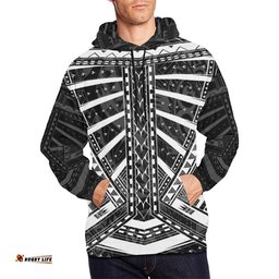 Polynesian Tattoo All Over Hoodie White