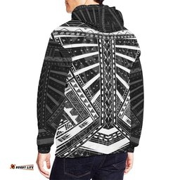 Polynesian Tattoo All Over Hoodie White