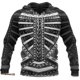 Polynesian Tattoo All Over Hoodie White