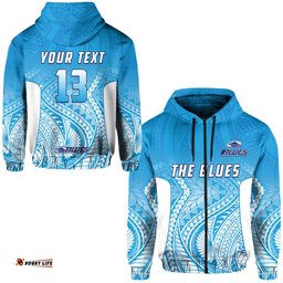 custom text and number blues zip hoodie super rugby new zealand