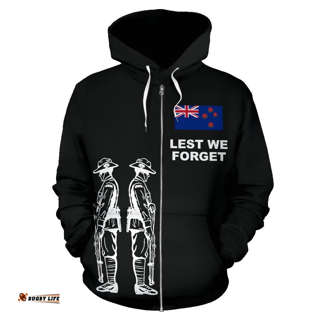 Lest We Forget New Zealand Zip Up Hoodie 02