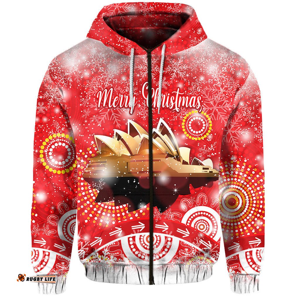 australia sydney opera house christmas zip hoodie original style red