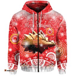 australia sydney opera house christmas zip hoodie original style red