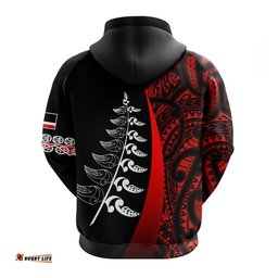 waitangi day hoodie maori mix fern style red