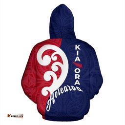Kia Ora Aotearoa With Koru Zip Hoodie