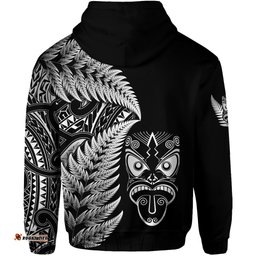 new zealand haka rugby maori zip hoodie silver fern vibes black