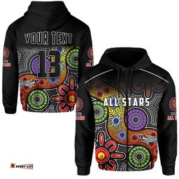 custom text and number all stars christmas zip hoodie indigenous dreamtime
