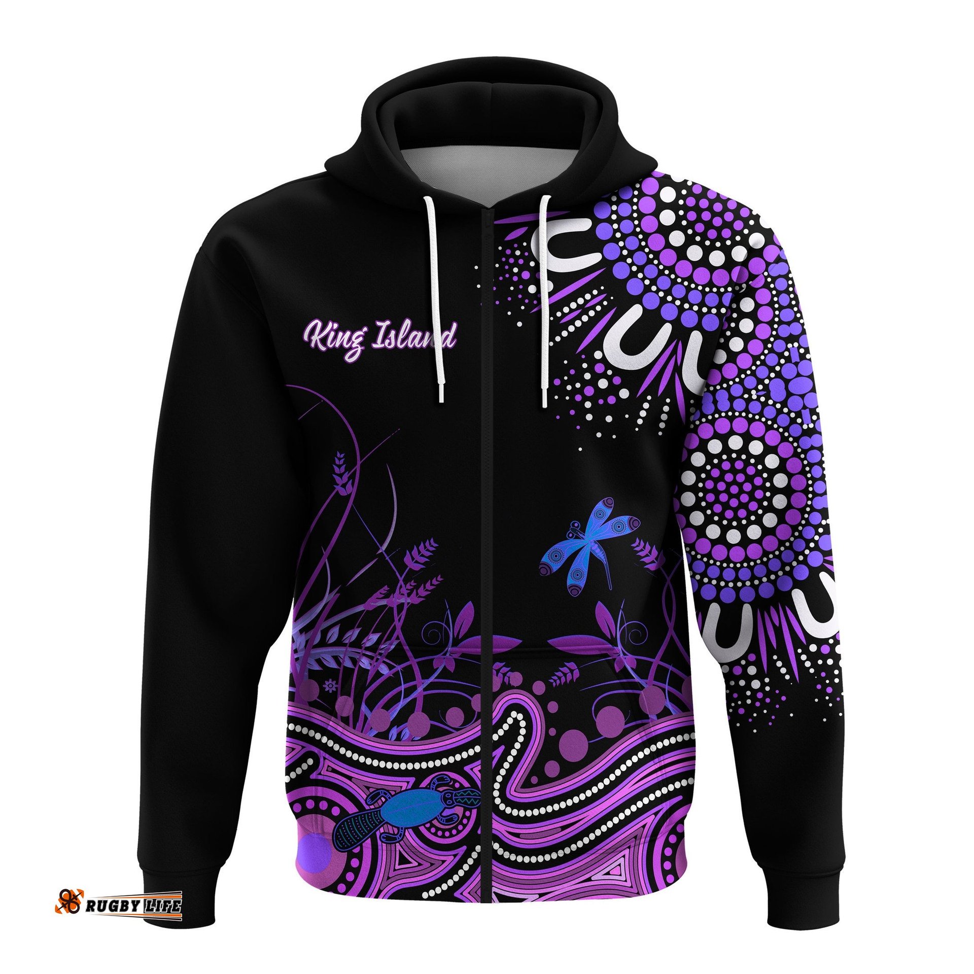 happy king islands show zip hoodie aboriginal tasmania australia version purple