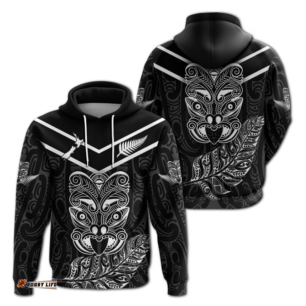 new zealand maori haka hoodie silver fern
