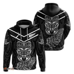 new zealand maori haka hoodie silver fern