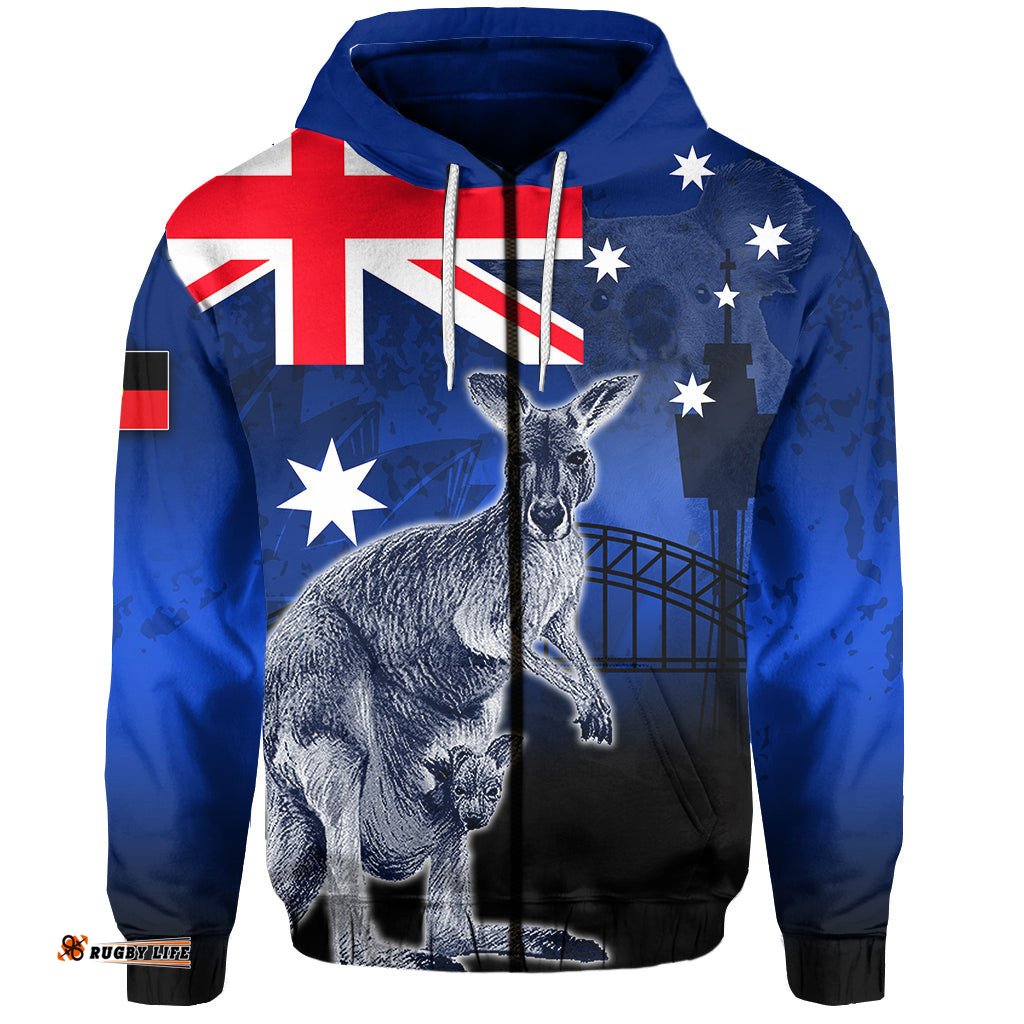 australia day zip hoodie kangaroo
