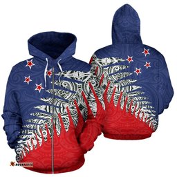 New Zealand Silver Fern Zip Up Hoodie Red