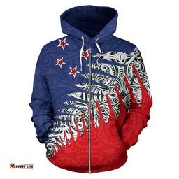 New Zealand Silver Fern Zip Up Hoodie Red