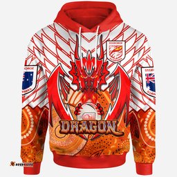 st george aboriginal rugby hoodie custom indigenous super dragons with australia flag