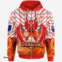 st george aboriginal rugby hoodie custom indigenous super dragons with australia flag