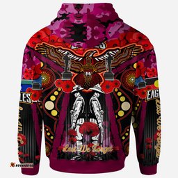 eagles aboriginal rugby anzac day custom hoodie remembrance sea eagles with poppy flower watercolour style