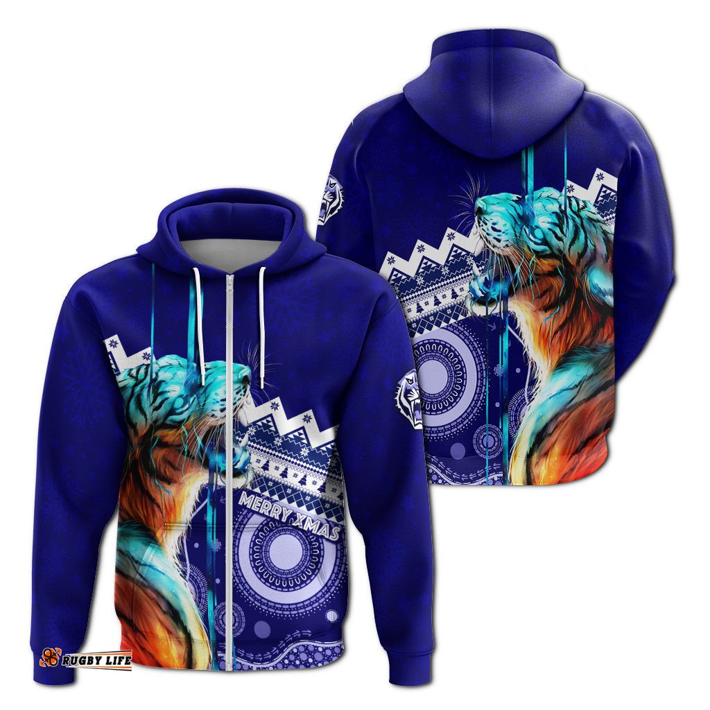 christmas graphic tiger aboriginal dot art zip hoodie