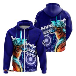 christmas graphic tiger aboriginal dot art zip hoodie