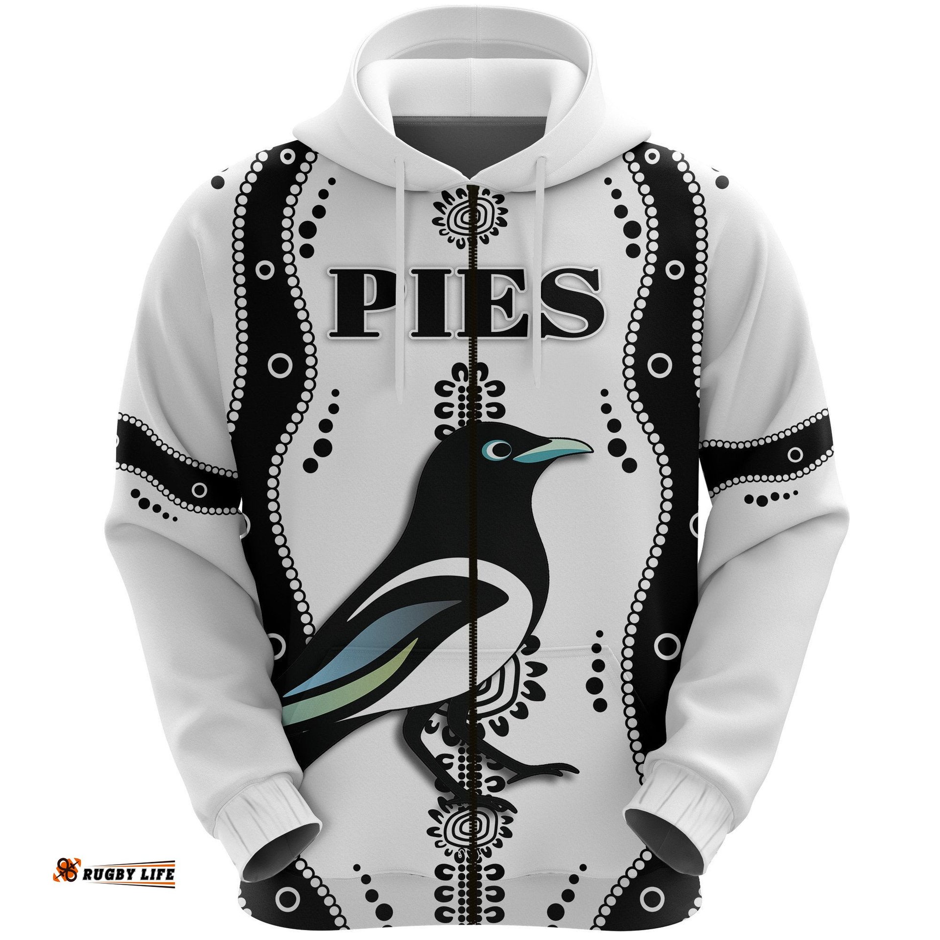 Collingwood Zip Hoodie Pies Indigenous White