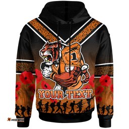 tigers rugby hoodie custom anzac day tigers hoodie