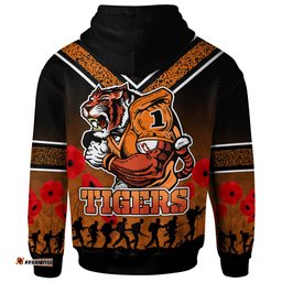 tigers rugby hoodie custom anzac day tigers hoodie