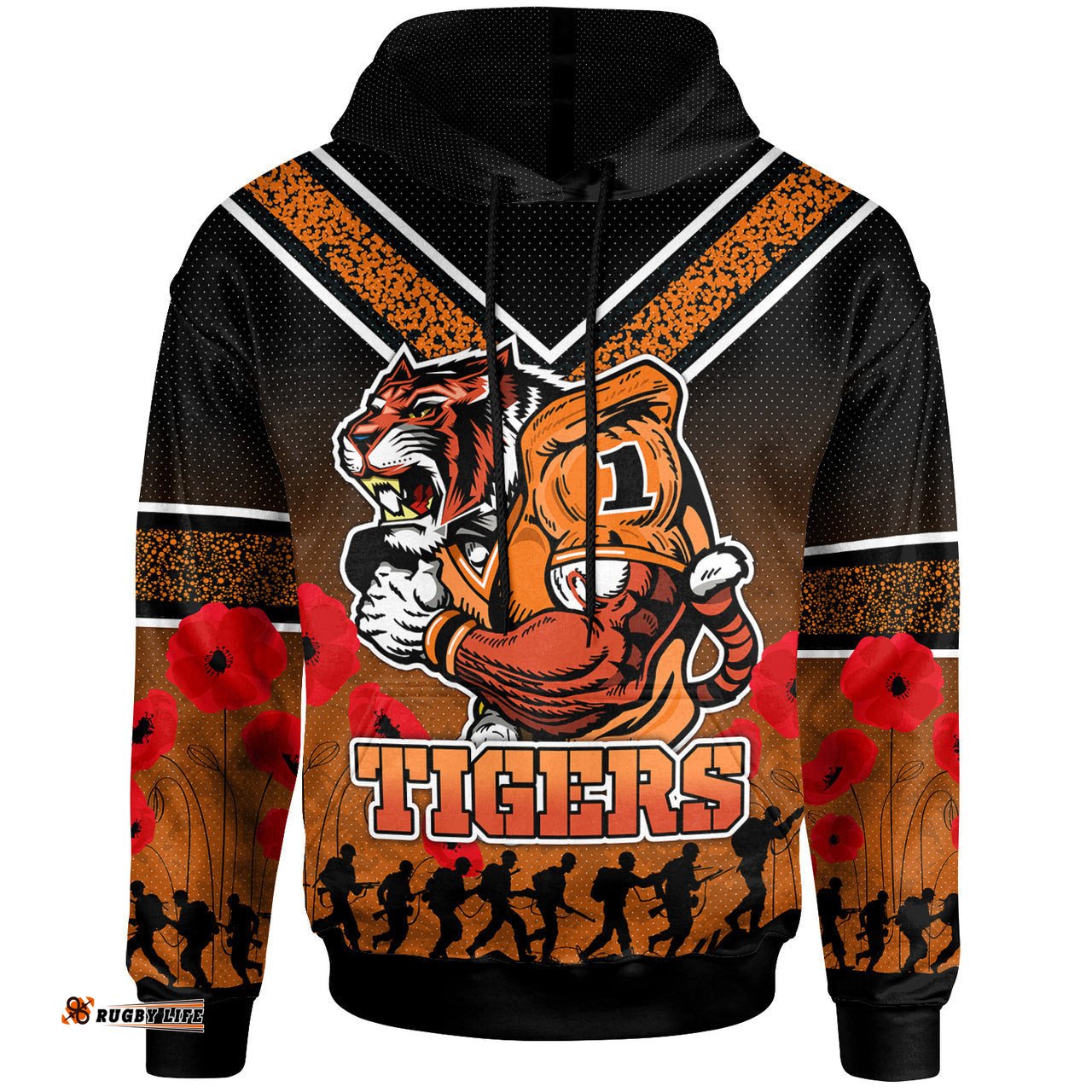 tigers rugby hoodie custom anzac day tigers hoodie