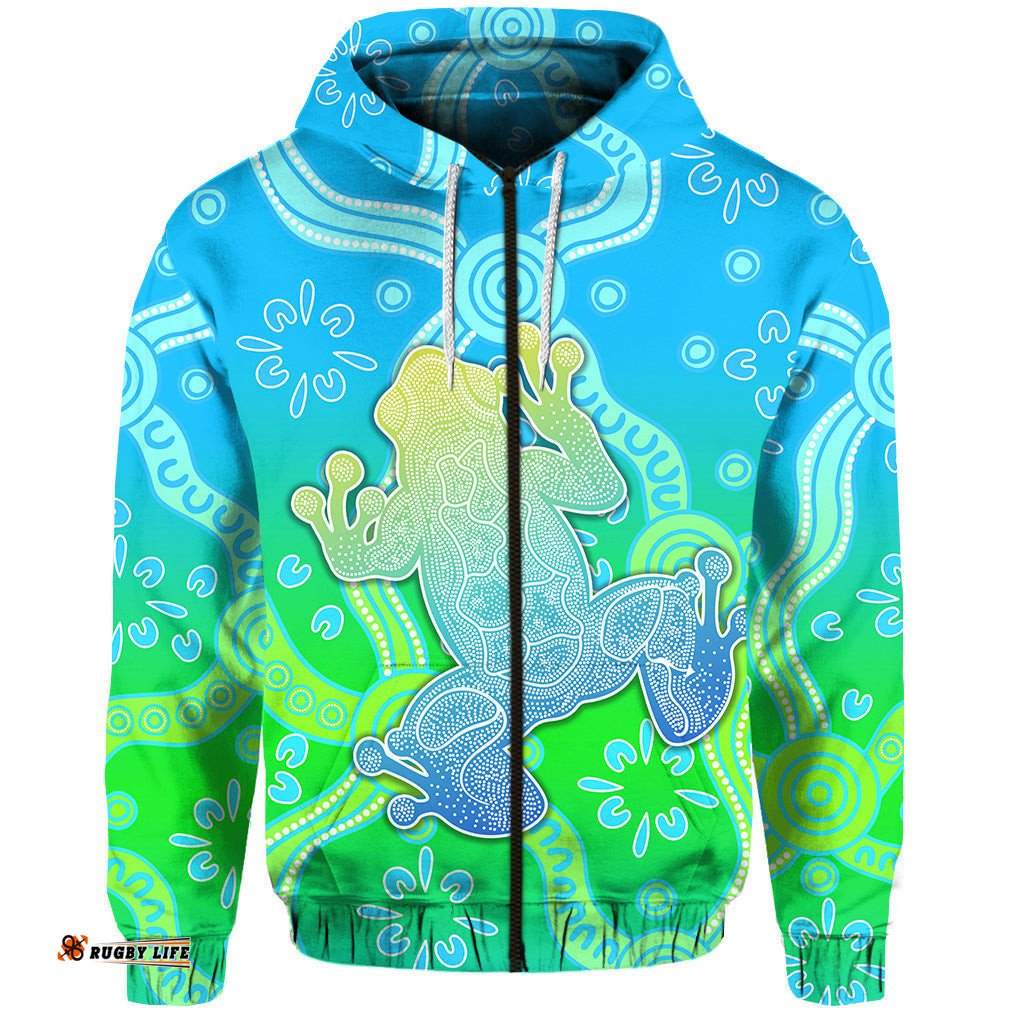 custom personalised aboriginal frog zip hoodie indigenous simple vibes