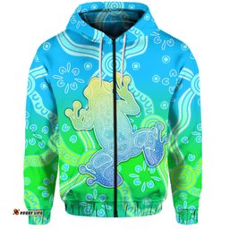 custom personalised aboriginal frog zip hoodie indigenous simple vibes