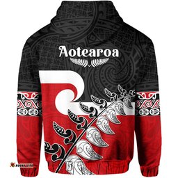 waitangi hoodie aotearoa maori pattern mix fern and manaia koru