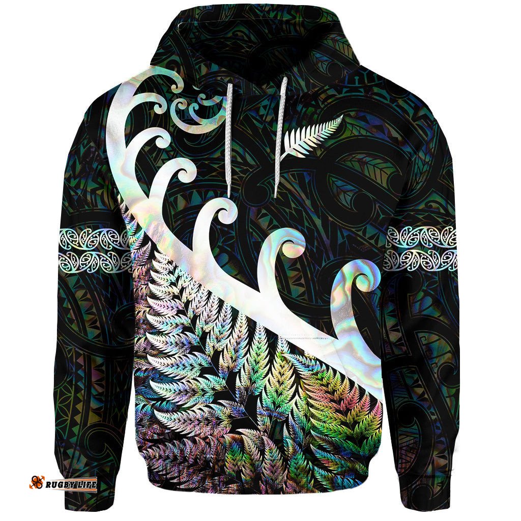 new zealand rugby maori hoodie silver fern koru vibes paua shell