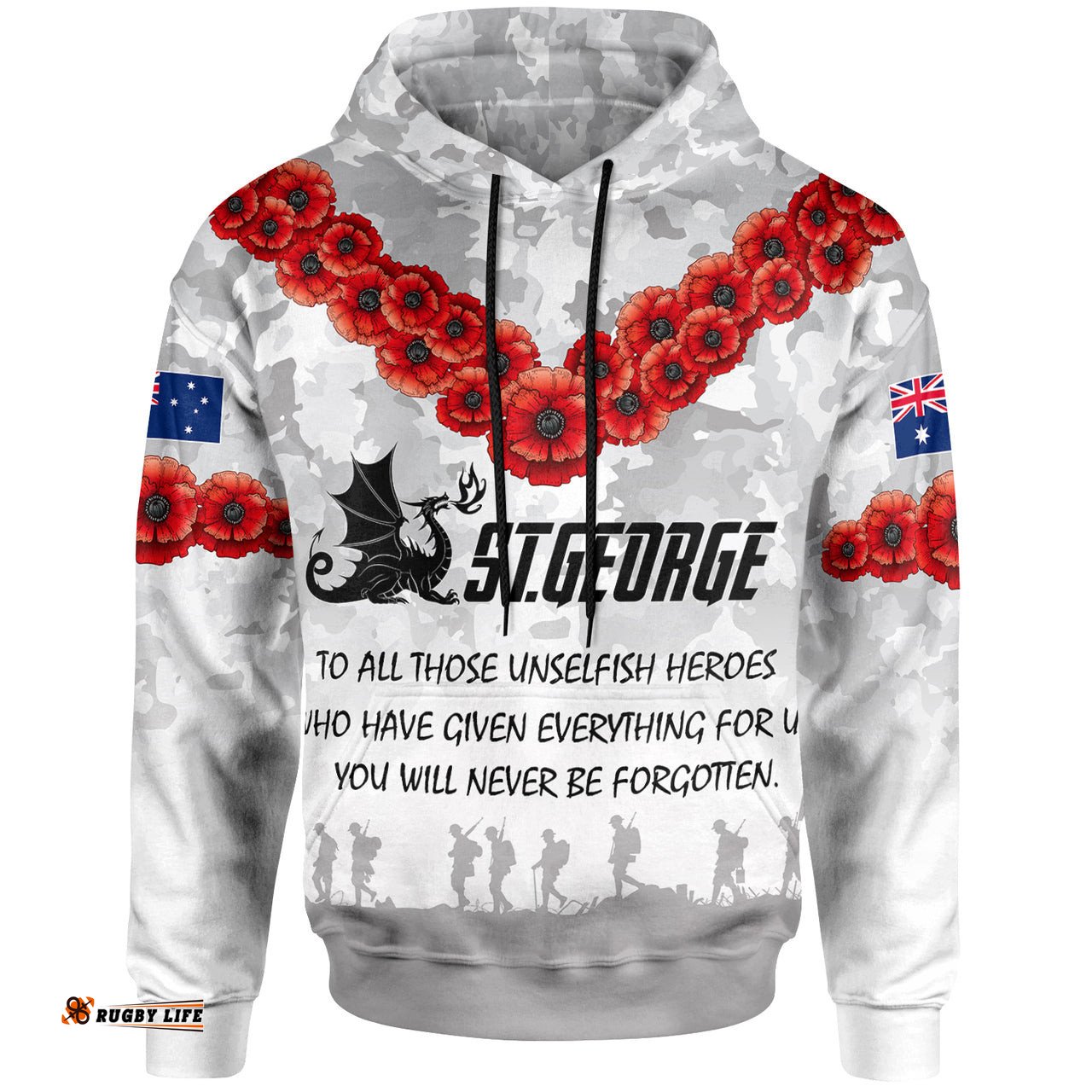 stgeorge rugby hoodie custom anzac stgeorge hoodie