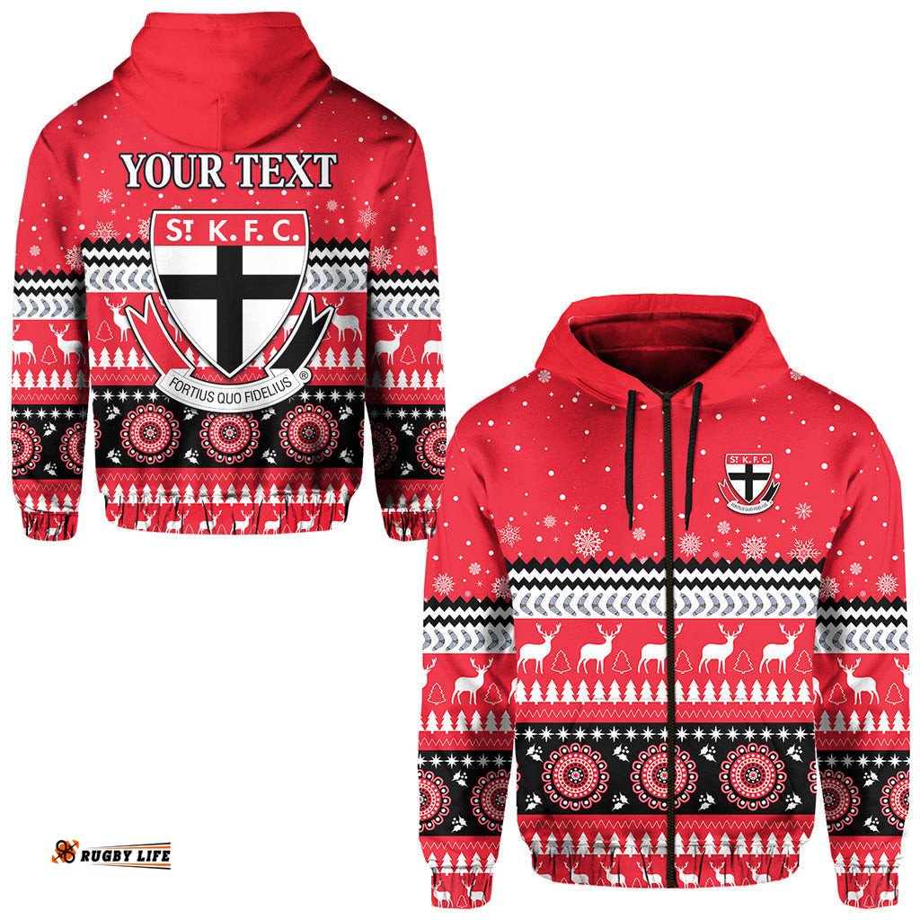 custom personalised saints christmas zip hoodie indigenous st kilda football