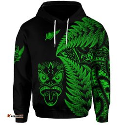 custom personalised new zealand haka rugby maori hoodie silver fern vibes green