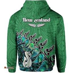 custom personalised new zealand maori hoodie fern and manaia version green