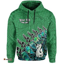 custom personalised new zealand maori hoodie fern and manaia version green