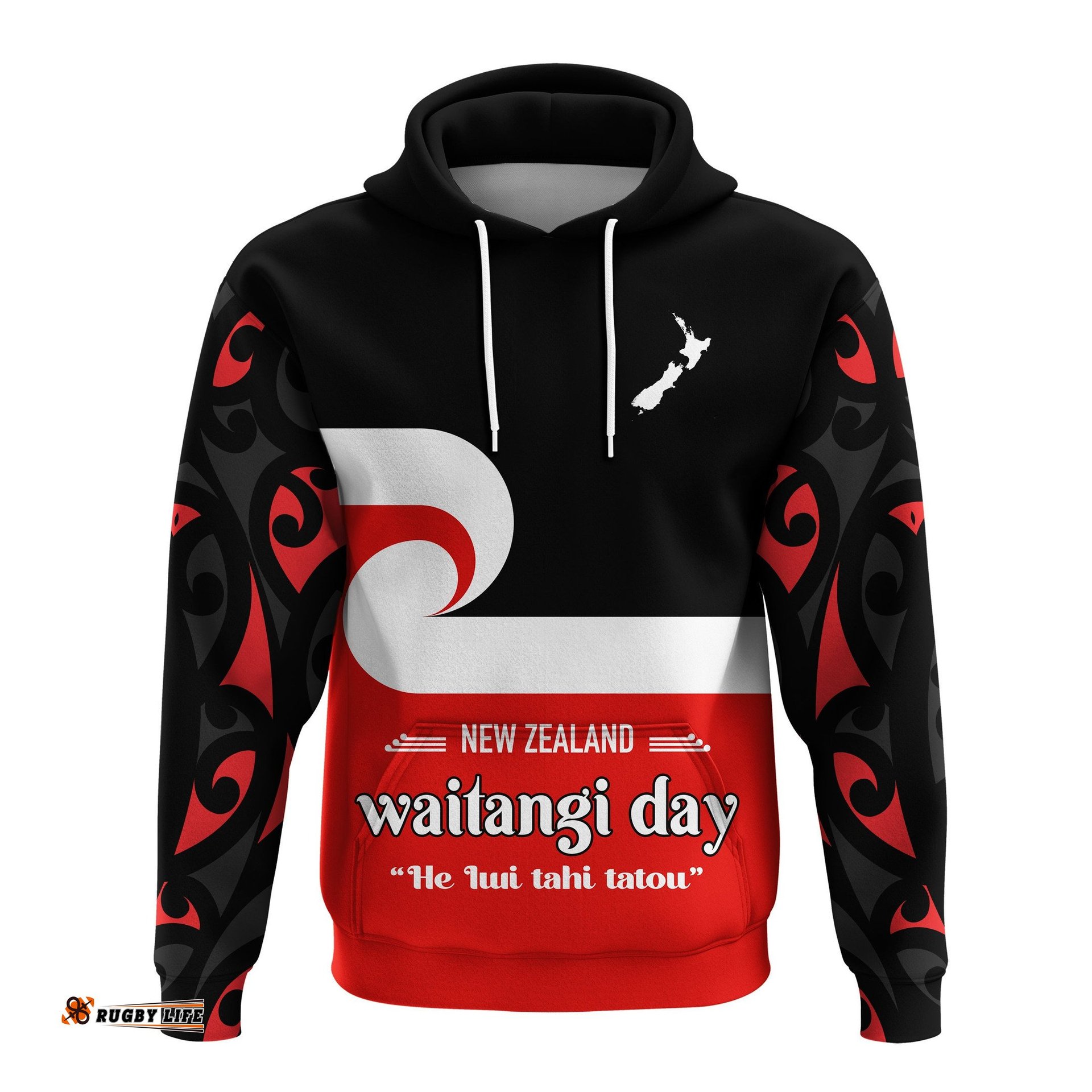 waitangi day hoodie maori fern and tino rangatiratanga flag